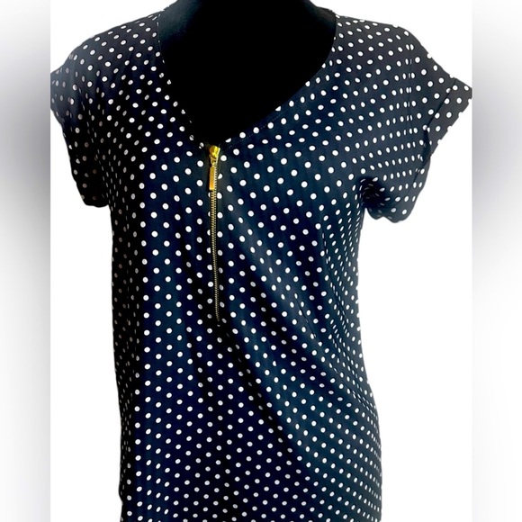 Brand: Express, size: S, silk blouse, color: black with white polka dots. - Picture 1 of 10
